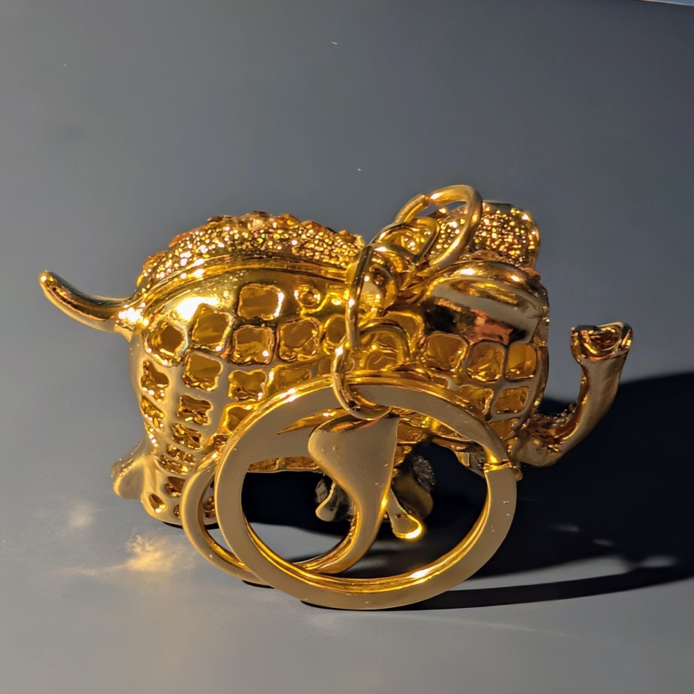 Gold and Pink Elephant Bag Charm/ Keychain - Picture 4 of 5
